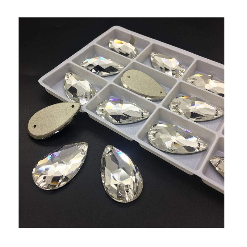 Pawkyjar Teardrop Crystal Sew On Rhinestones Flatback Rhinestones for Clothes Crafts Sewing Beads Decorations K9 Glass(7x12mm 72pcs) - Image 1